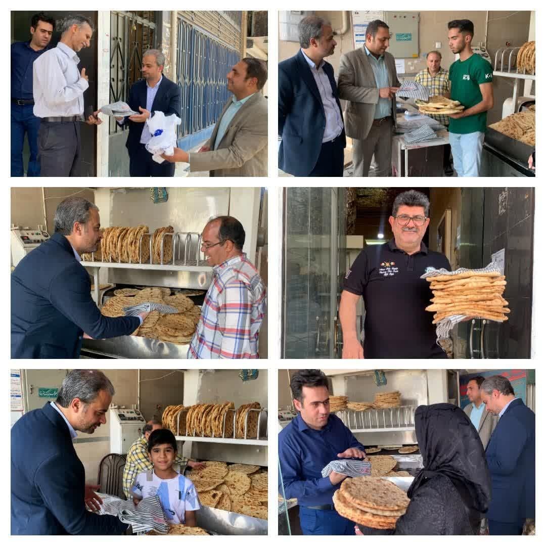 توزیع سفره‌های پارچه‌ای خرید نان در تعدادی از نانوایی‌های شهر یزد