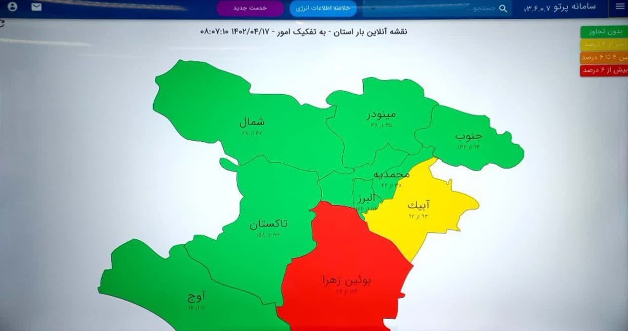 آخرین وضعیت مصرف برق استان قزوین