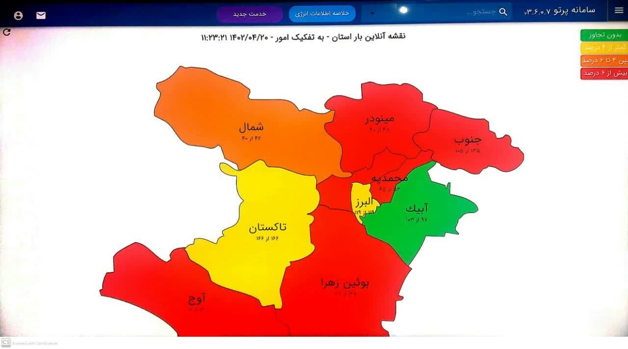 آخرین وضعیت مصرف برق استان قزوین