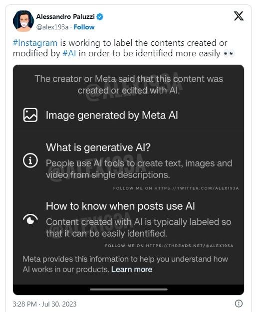 اینستاگرام پست‌های تولیدشده با هوش مصنوعی را برچسب‌گذاری می‌کند