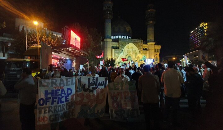 تجمع مردمی در تهران در حمایت از پیروزی مردم فلسطین