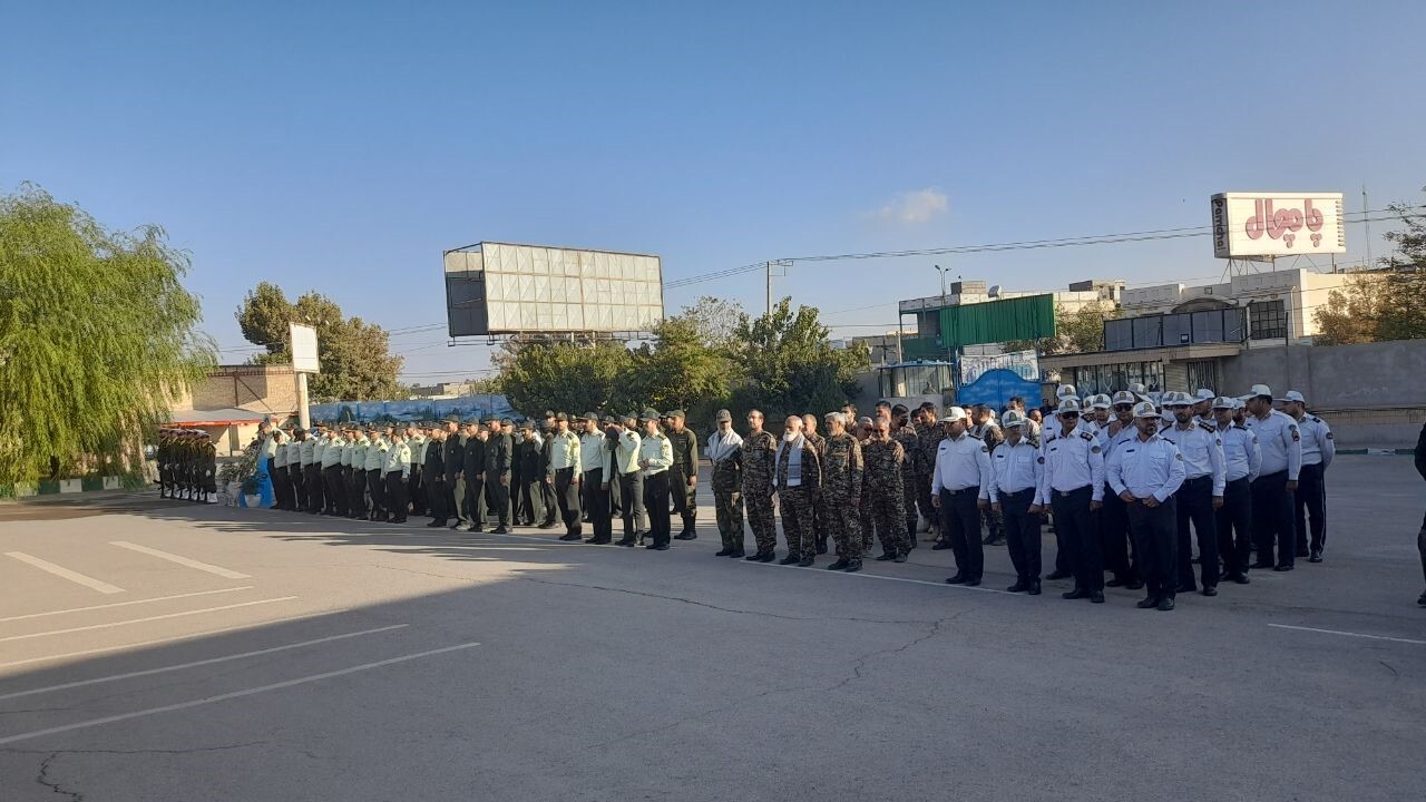 مراسم صبحگاه مشترک نیرو‌های انتظامی در بخش شاندیز