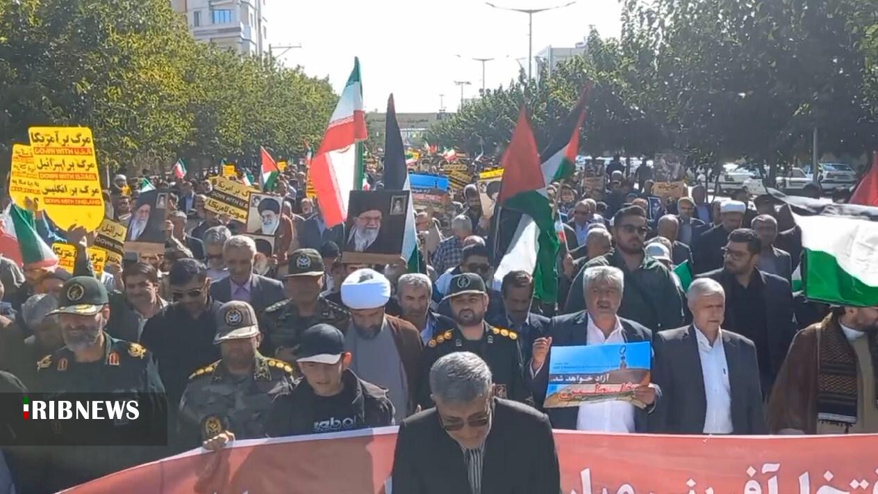 راهپیمایی مردم خراسان شمالی در حمایت از مبارزان فلسطین