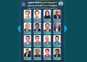 ۱۶ دانشمند دانشگاه اصفهان از دو درصد دانشمندان برتر جهان