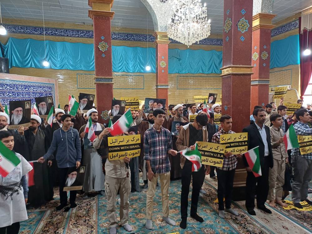تجمع روحانیون و طلاب حوزه علمیه کرمانشاه در حمایت از مردم فلسطین