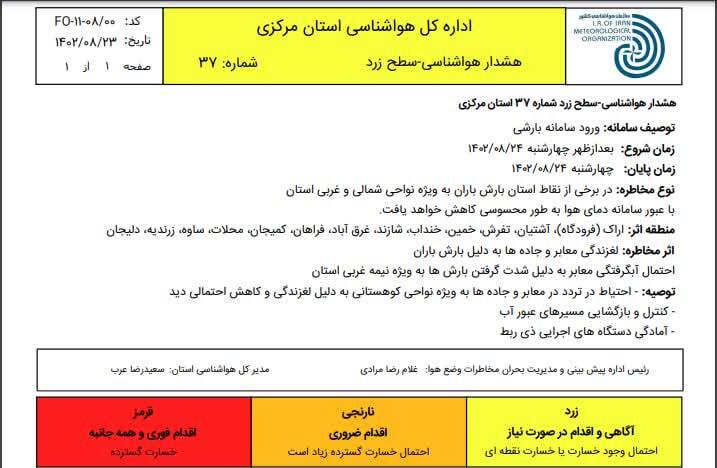 آسمان فردا بارانی است