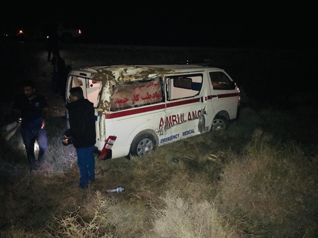 حادثه رانندگی برای یک دستگاه آمبولانس در جاده آبادان_ اهواز