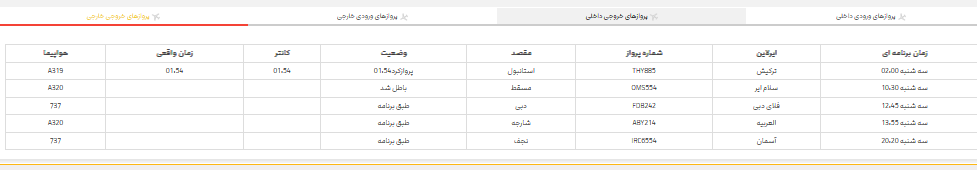 برنامه پرواز‌های فرودگاه شیراز؛ سه شنبه ۸ خرداد