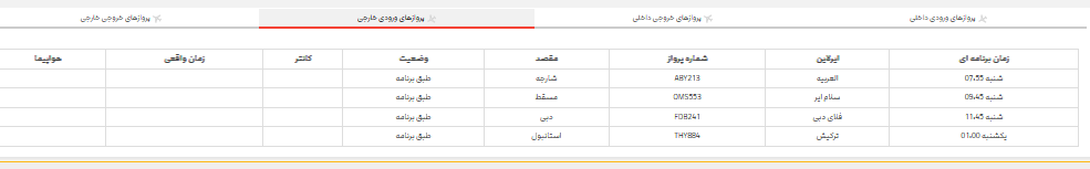 برنامه پرواز‌های فرودگاه شیراز؛ شنبه دوم تیر