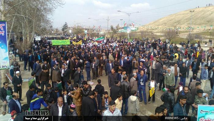 حضور مردم شهر چغابل مرکز شهرستان رومشکان در راهپیمایی 22 بهمن 1395