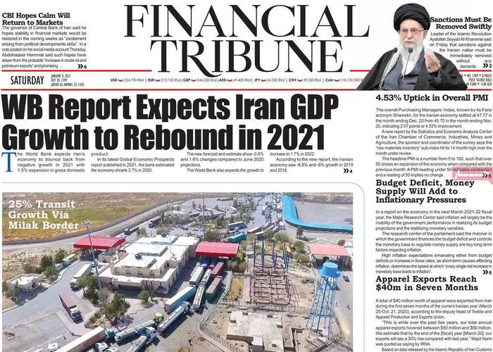 wb report expects iran gdp growth to rebound in 2021
