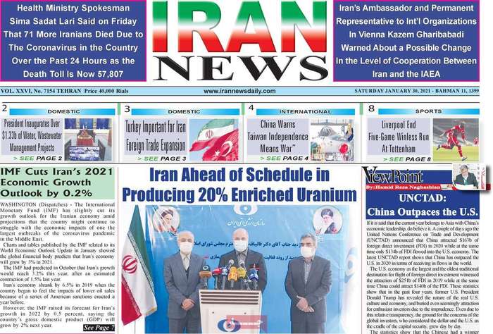 Iran ahead of schedule in producing 20% enriched uranium