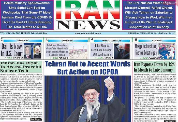 Tehran not accept words but action on JCPOA