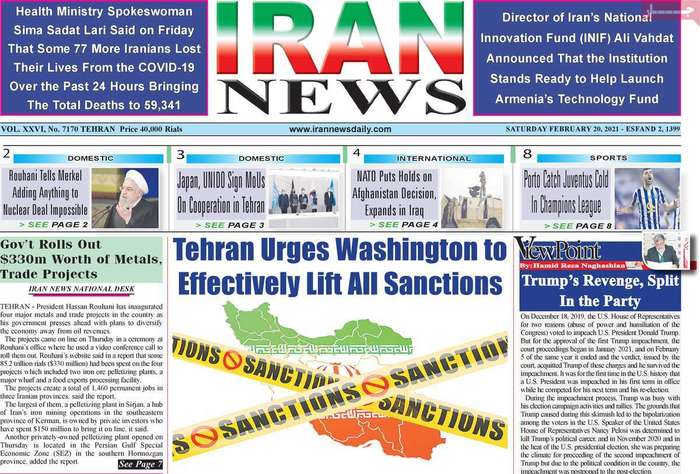 Tehran urges washington to effectively lift all sanctions