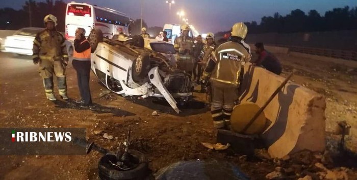 واژگونی خودرو در بزرگراه پاسداران تبریز
